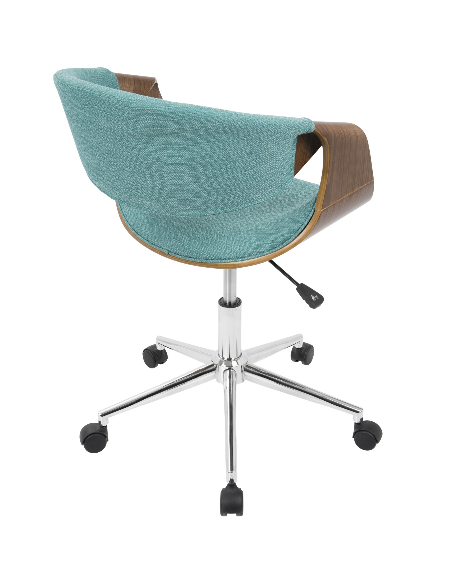 Curvo Mid-Century Modern Office Chair in Walnut and Teal