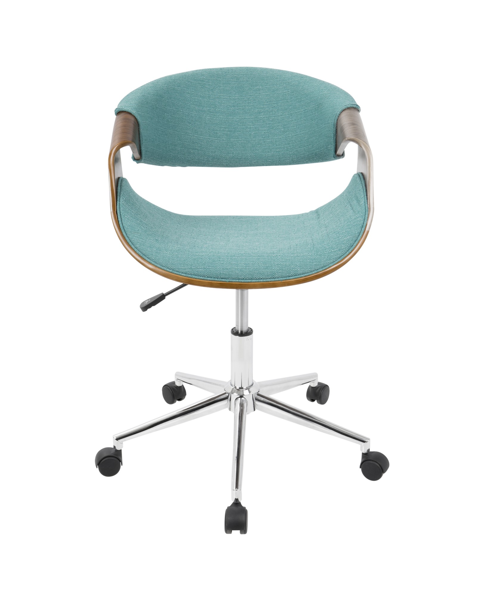 Curvo Mid-Century Modern Office Chair in Walnut and Teal