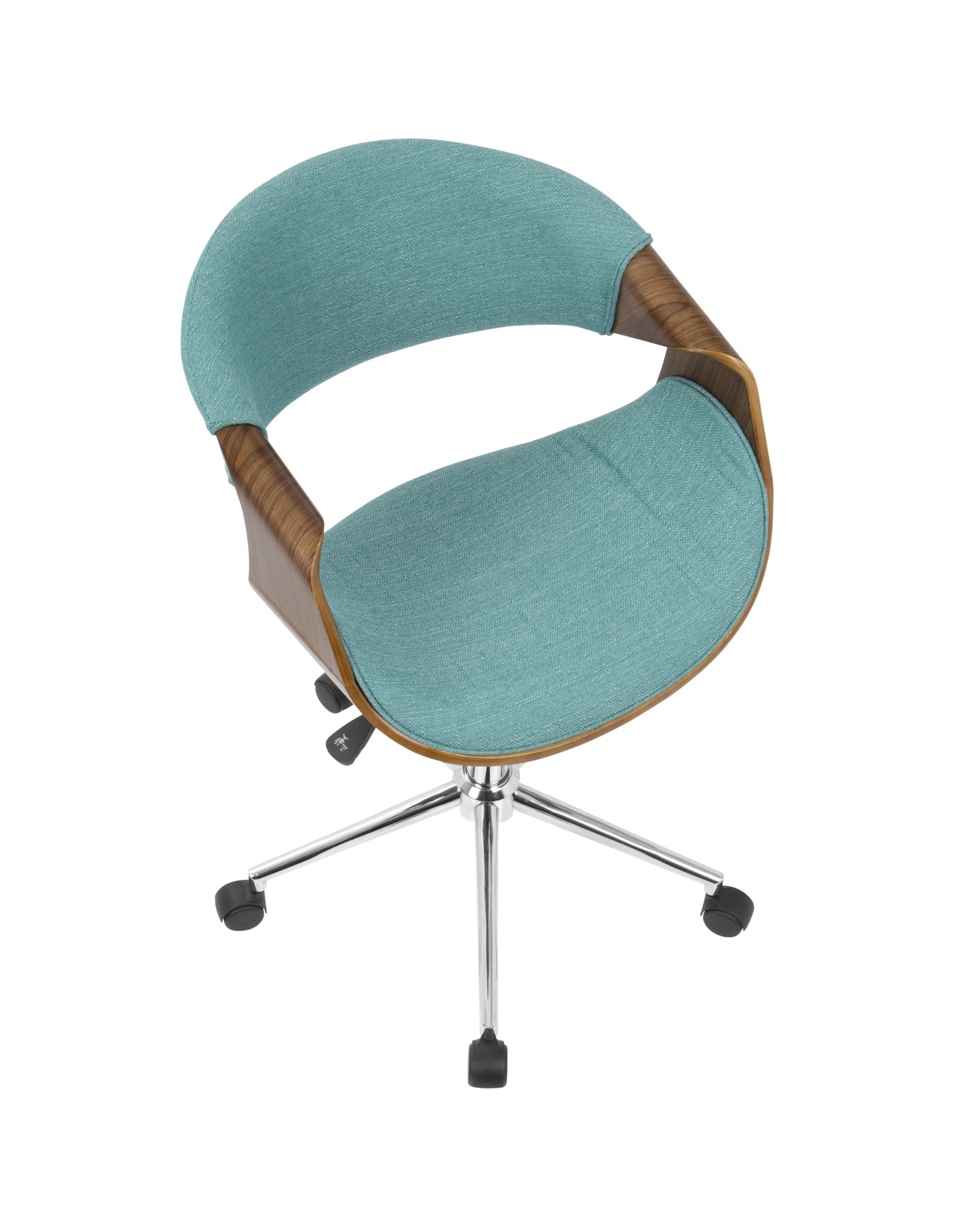 Curvo Mid-Century Modern Office Chair in Walnut and Teal