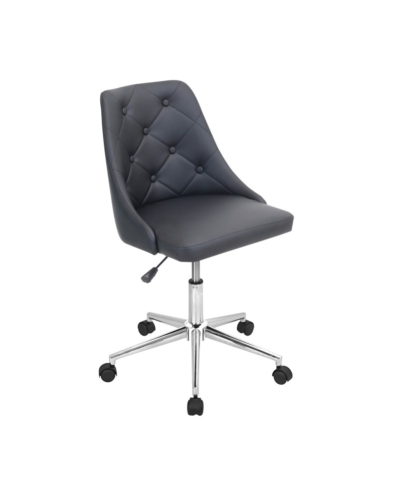 Marche Contemporary Adjustable Office Chair with Swivel in Black Faux Leather