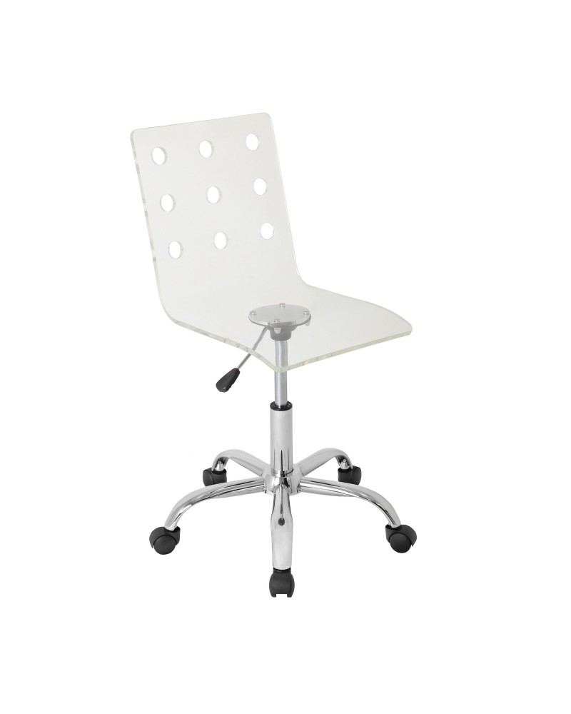 Swiss Contemporary Adjustable Office Chair with Swivel in Clear Acrylic