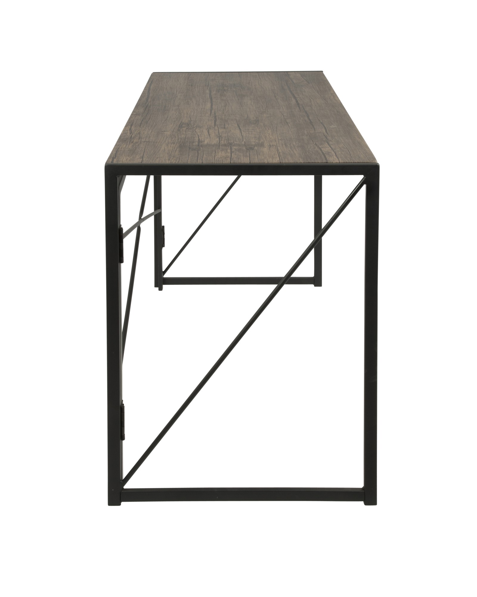 Dakota Industrial Office Desk in Black with Wood Top