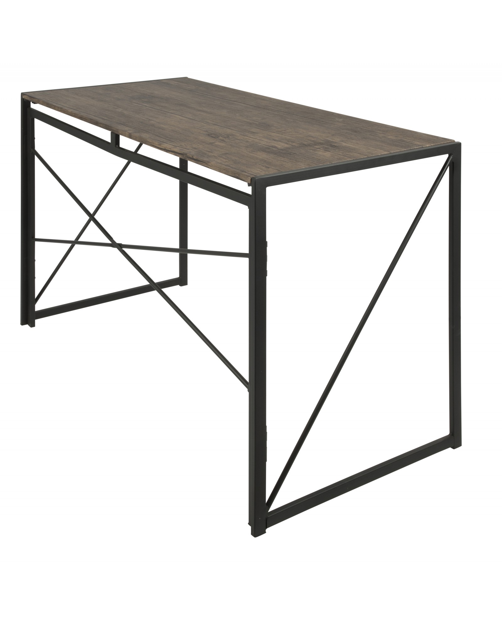 Dakota Industrial Office Desk in Black with Wood Top