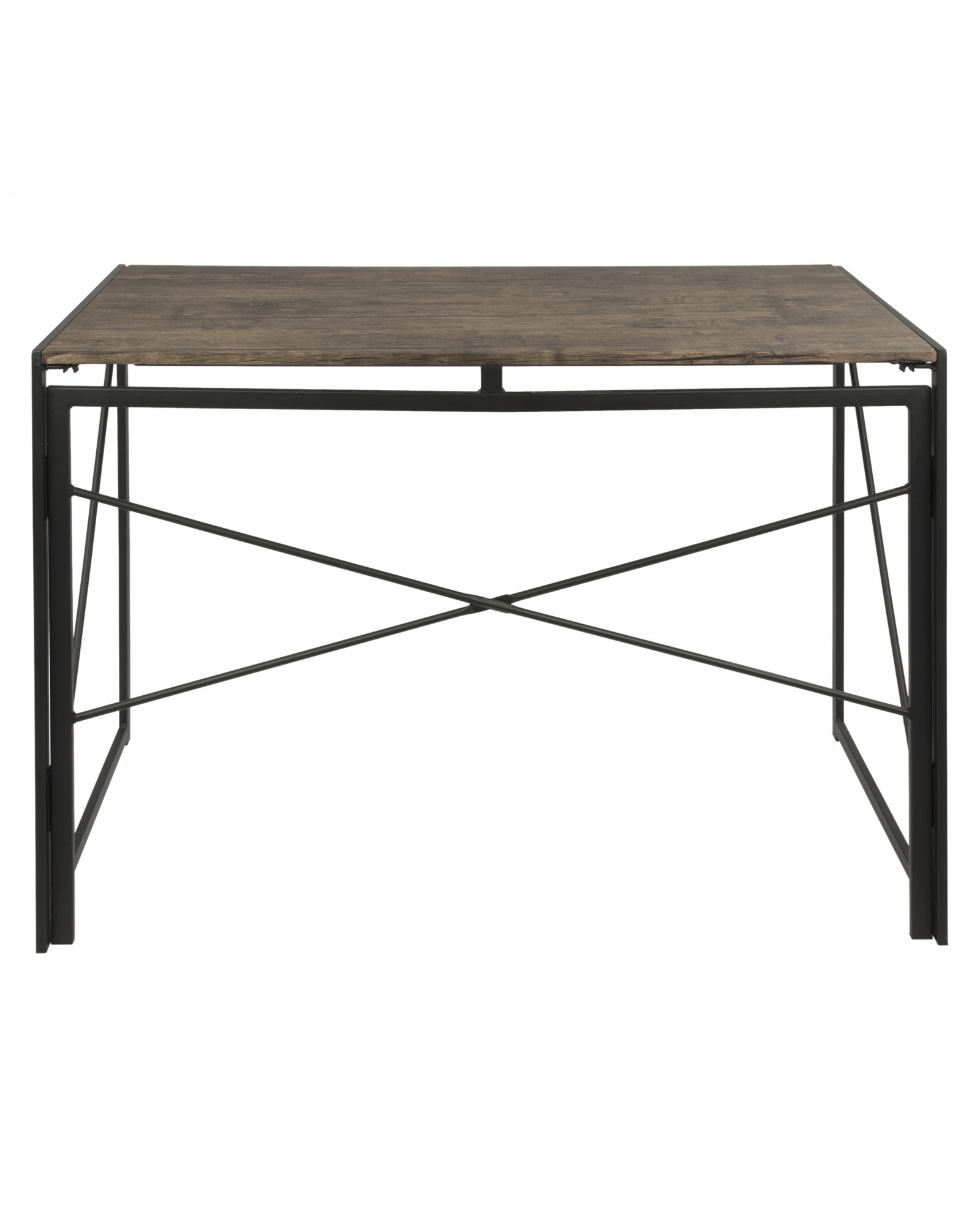 Dakota Industrial Office Desk in Black with Wood Top