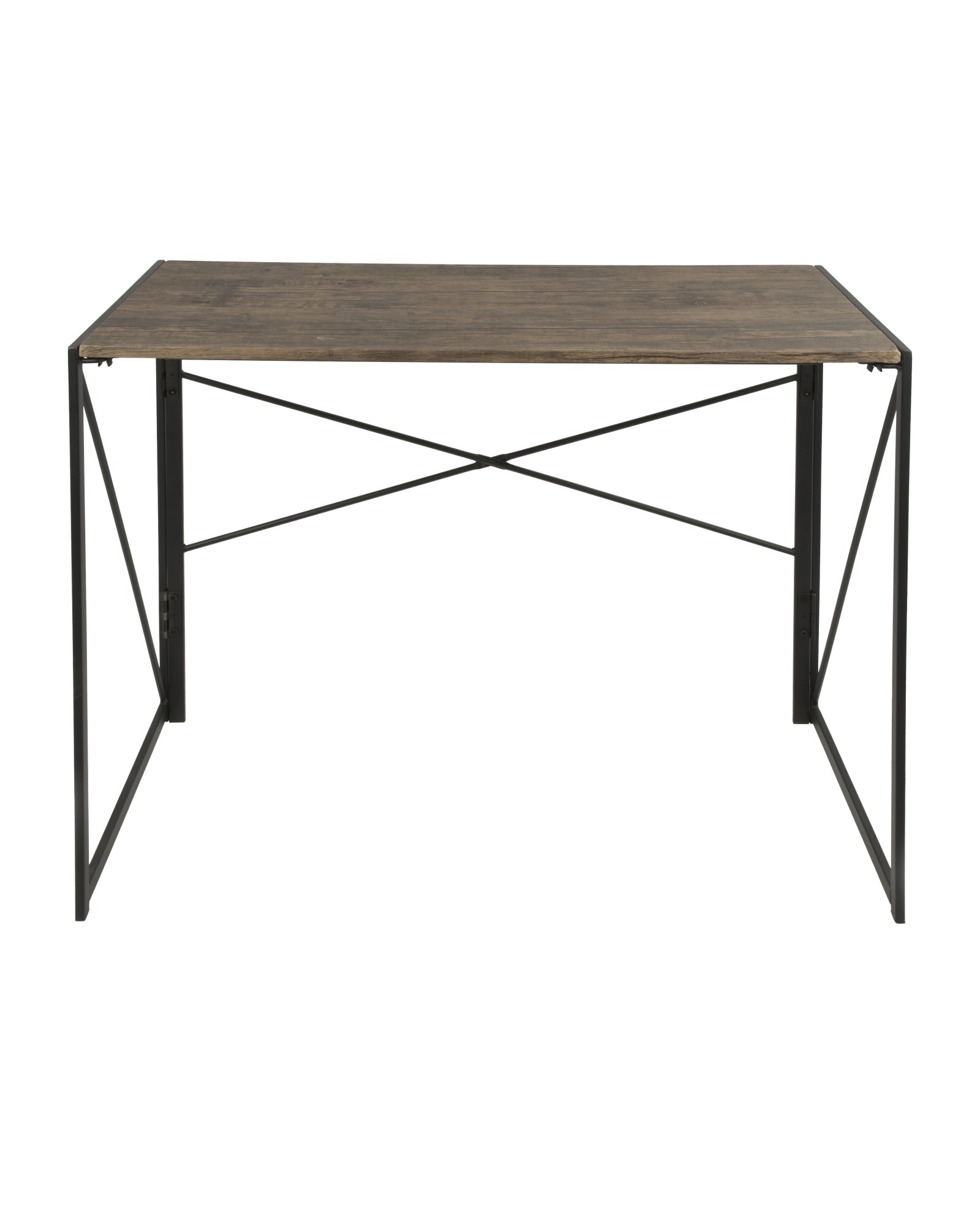 Dakota Industrial Office Desk in Black with Wood Top