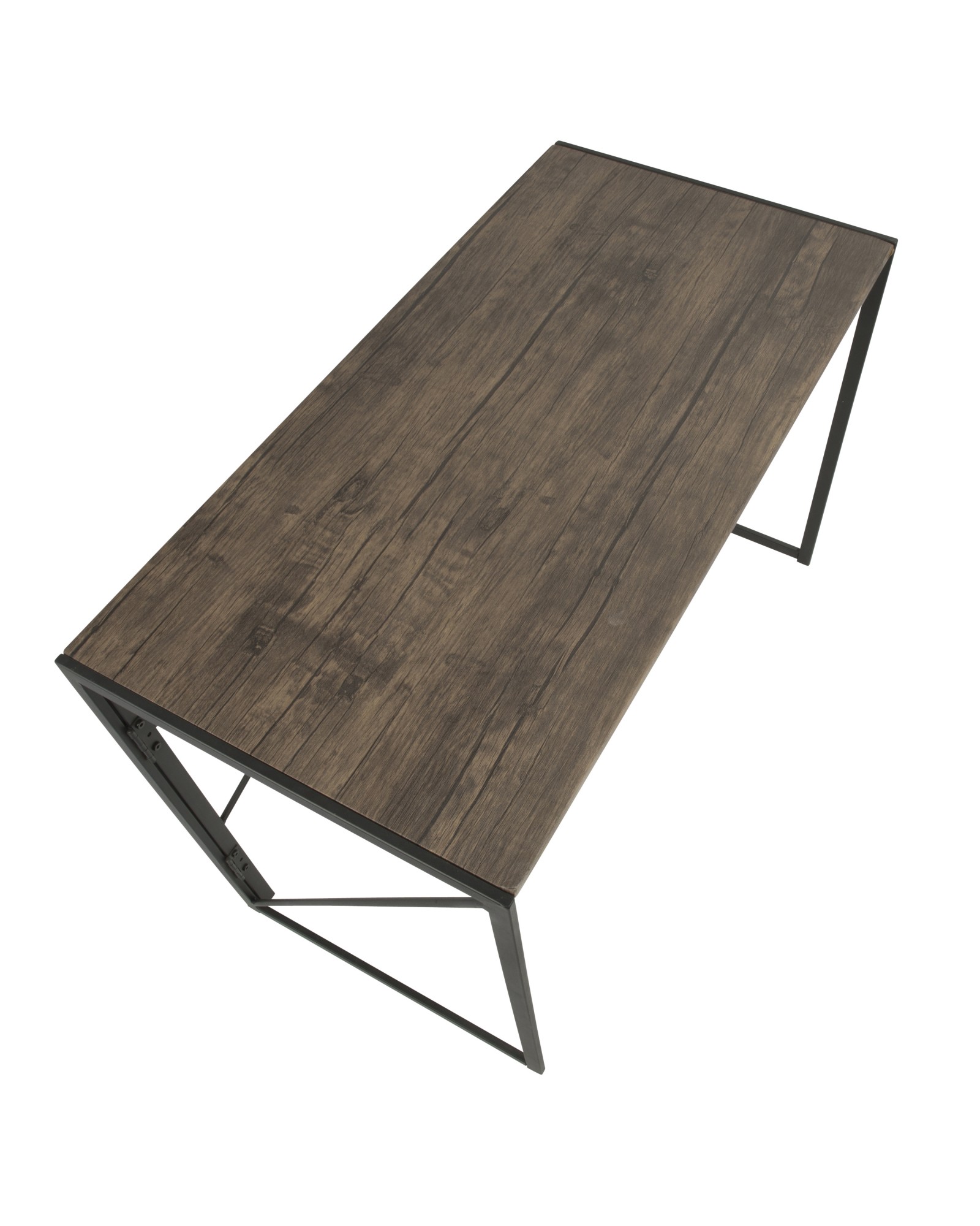 Dakota Industrial Office Desk in Black with Wood Top