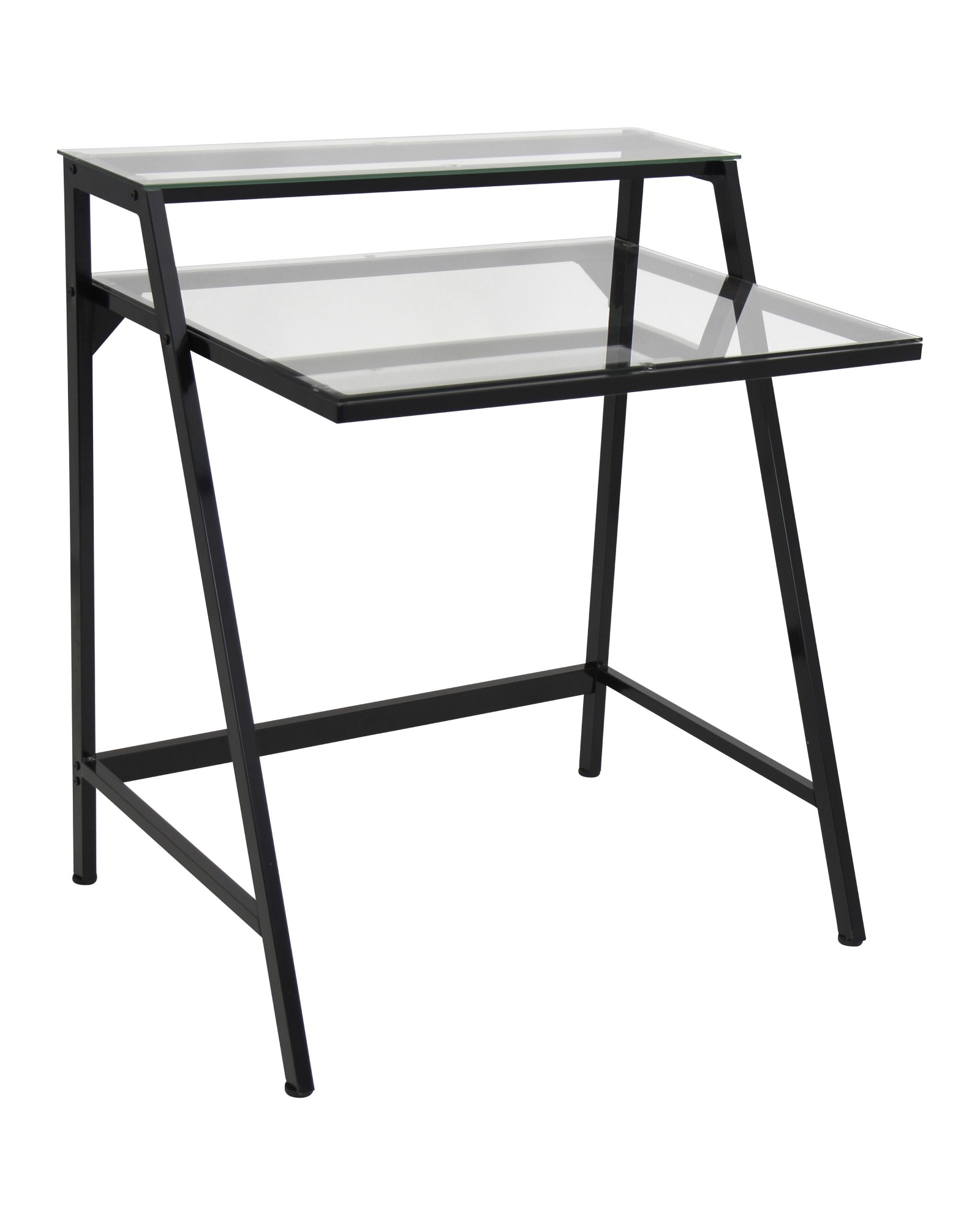 2-Tier Contemporary Desk in Black and Clear
