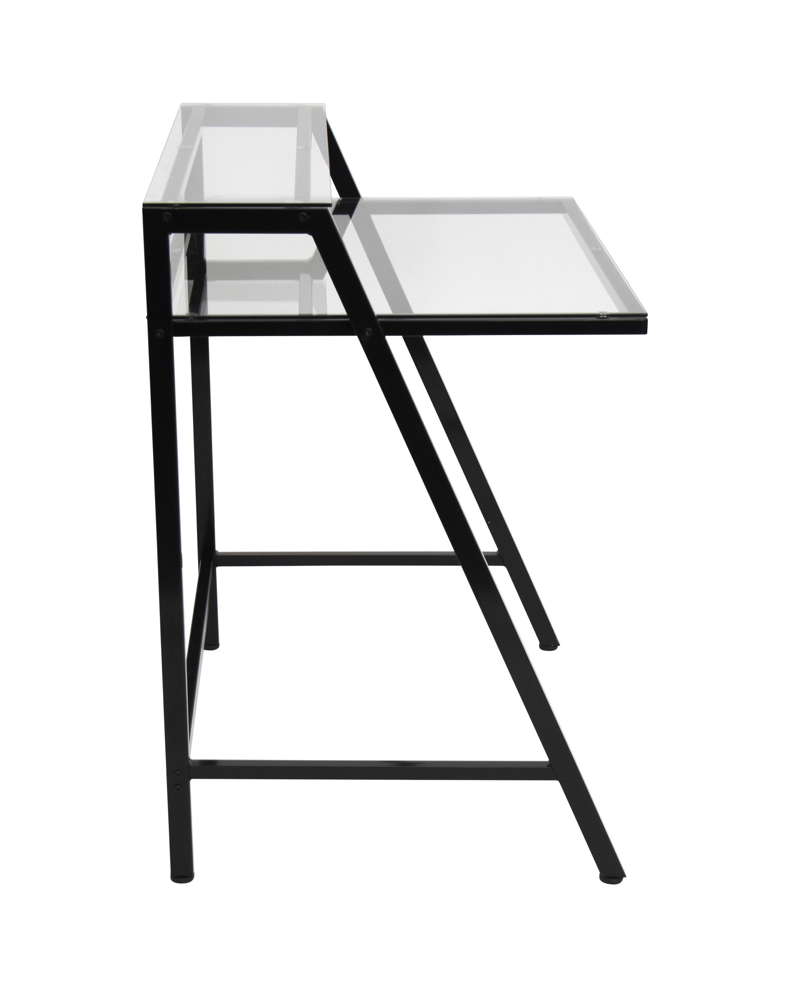 2-Tier Contemporary Desk in Black and Clear