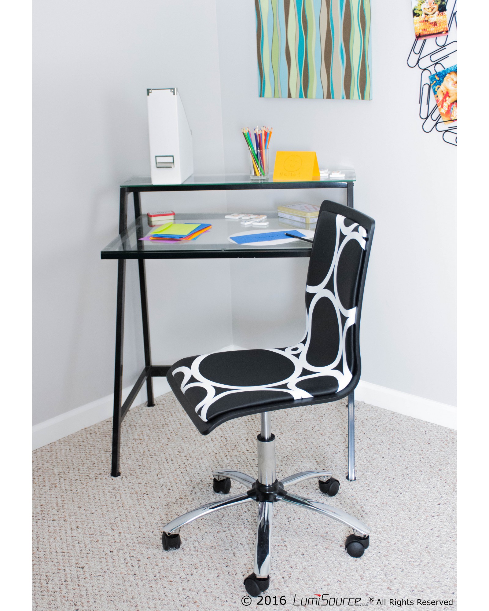 2-Tier Contemporary Desk in Black and Clear