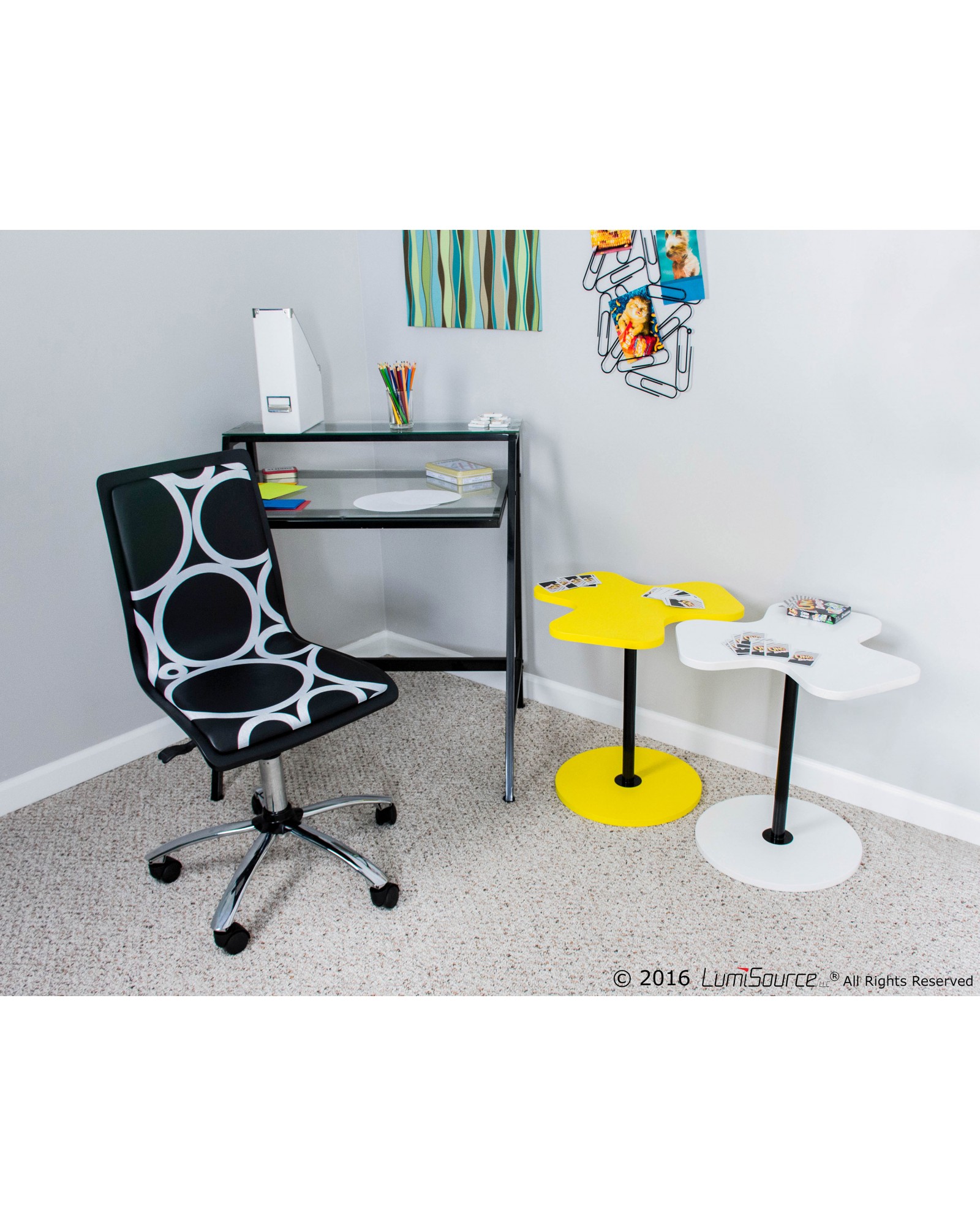 2-Tier Contemporary Desk in Black and Clear