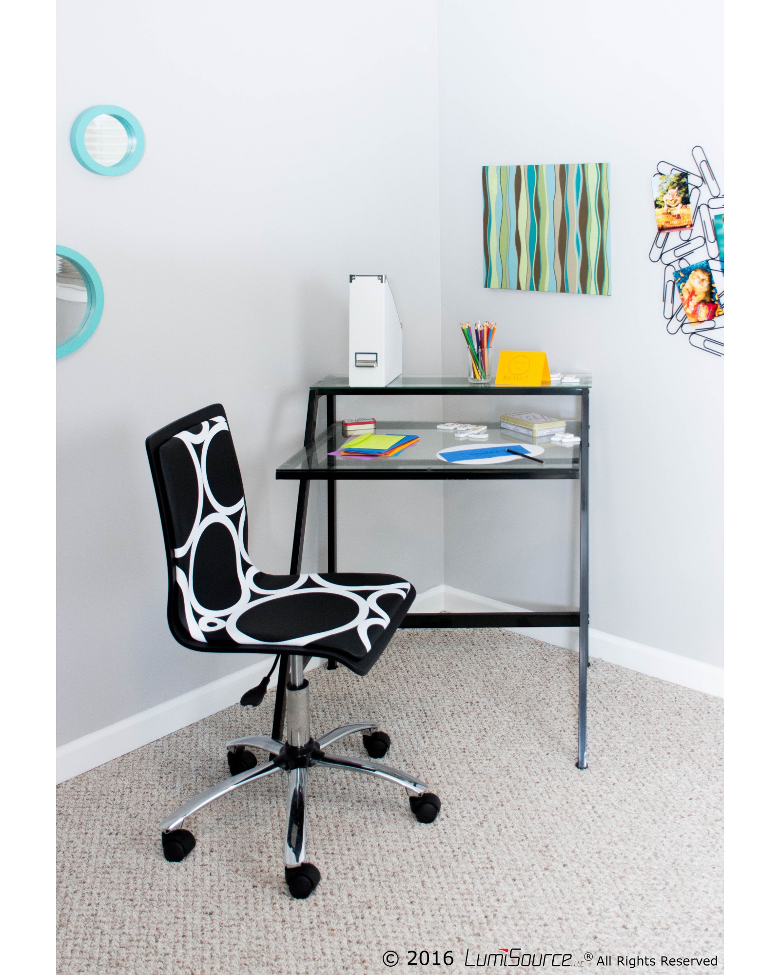 2-Tier Contemporary Desk in Black and Clear