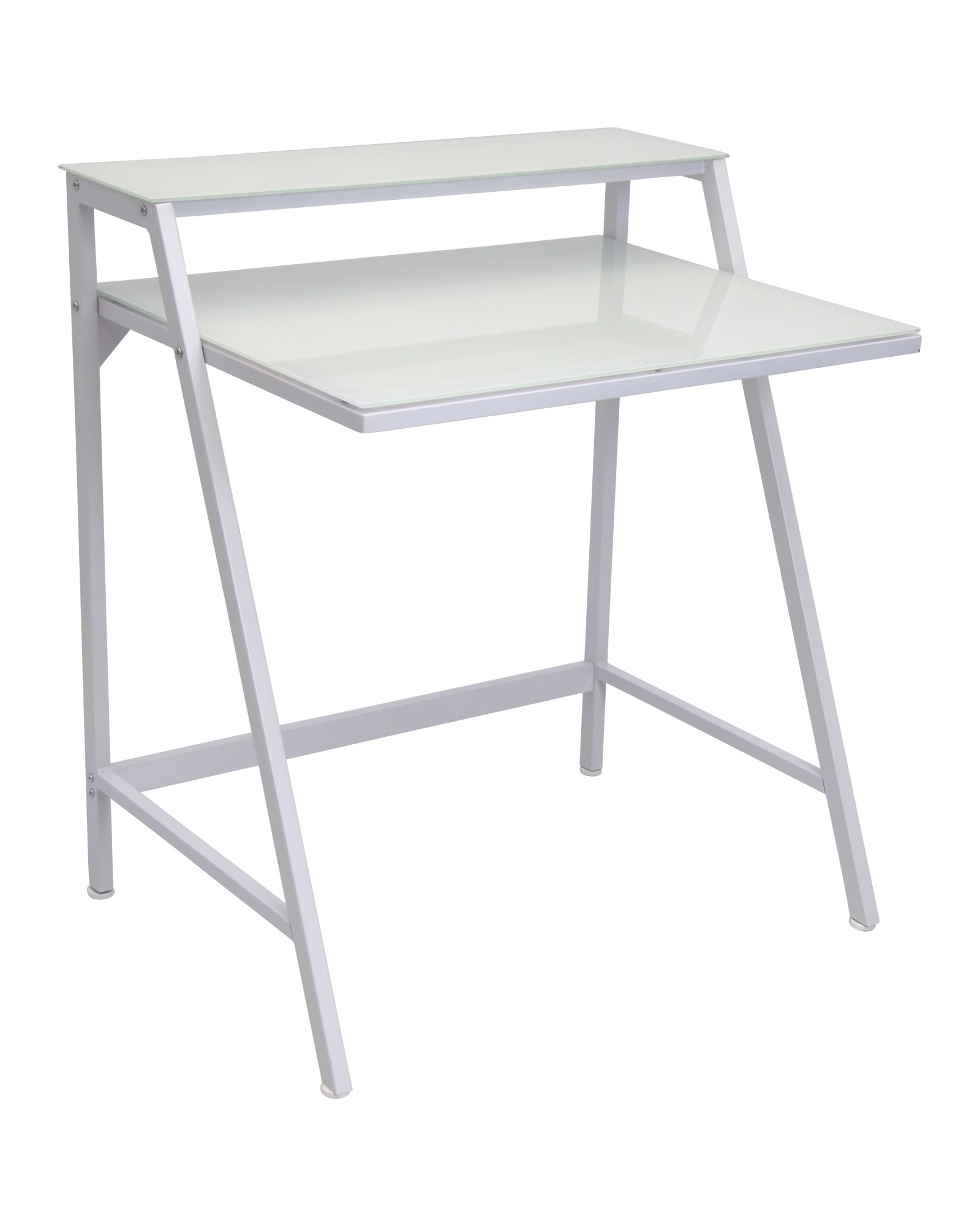 2-Tier Contemporary Desk in White