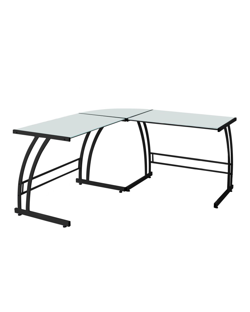 Gamma Contemporary Desk in Black Frame and White