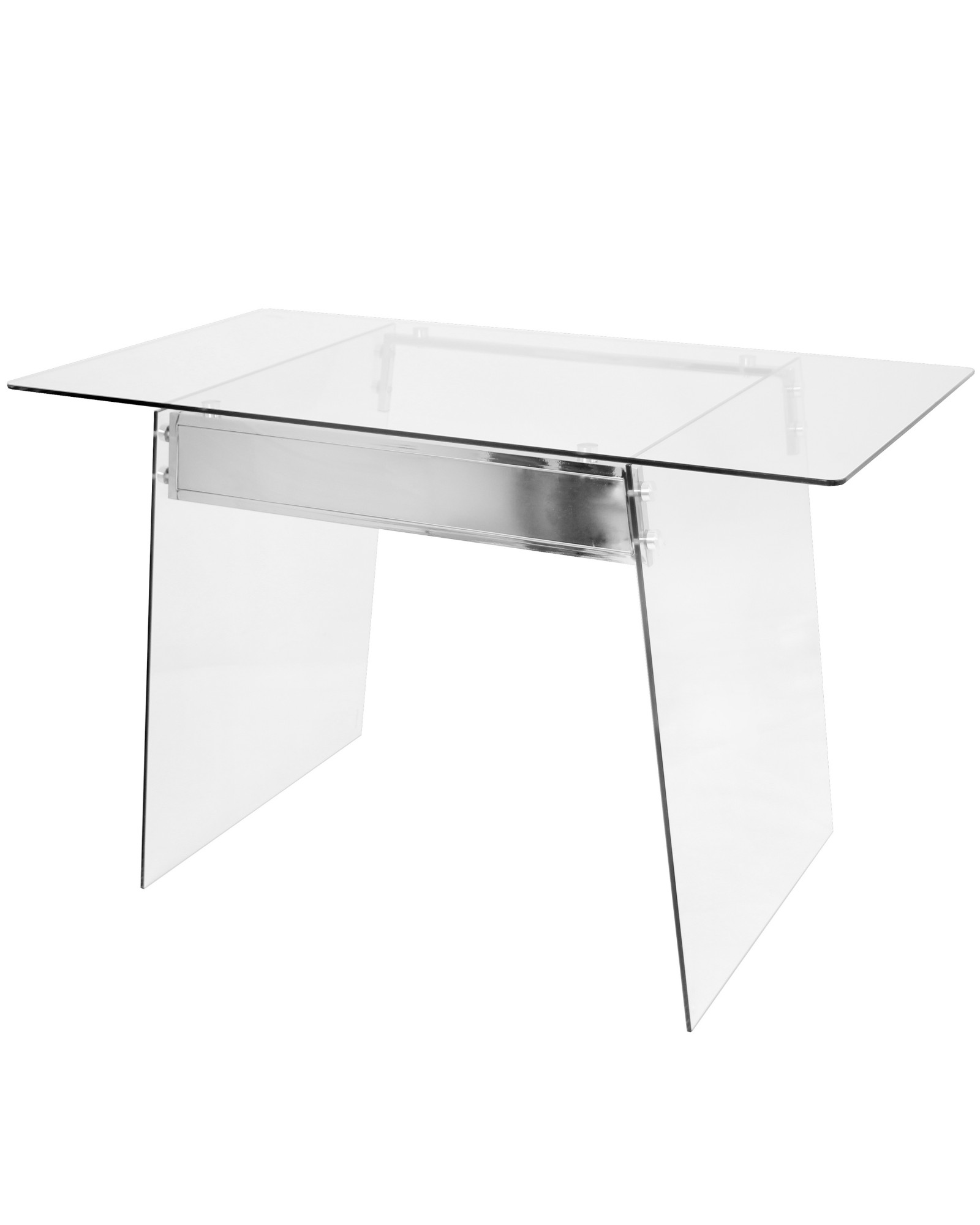 Glacier Contemporary Desk in Clear and Chrome