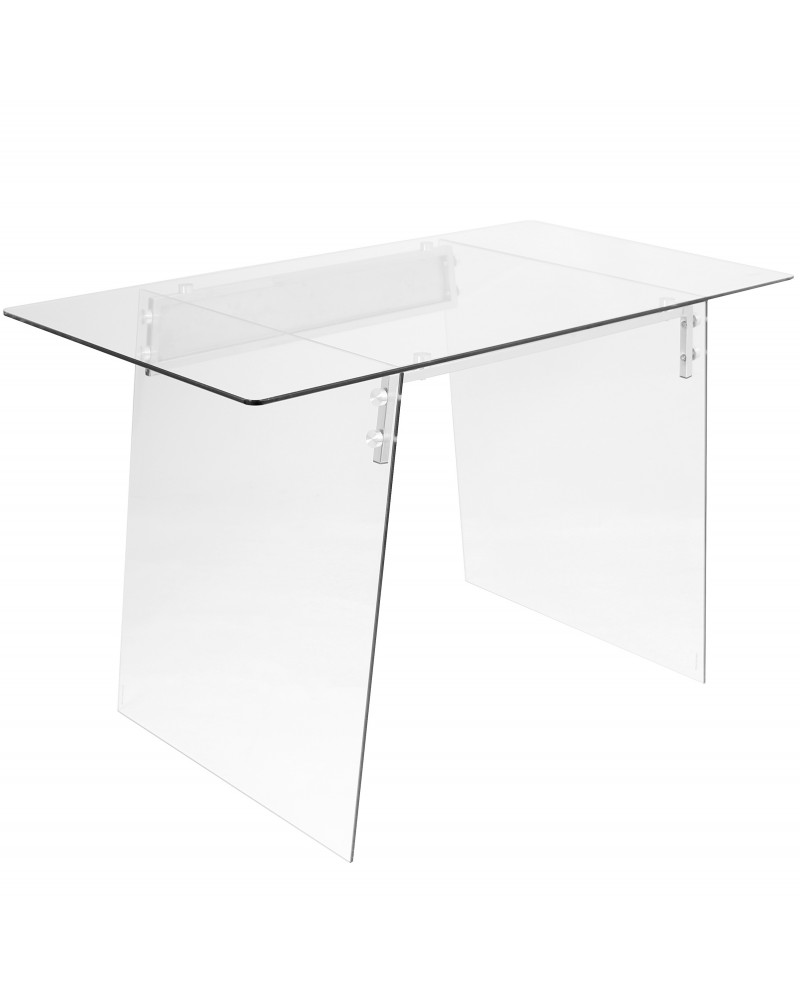 Glacier Contemporary Desk in Clear and Chrome