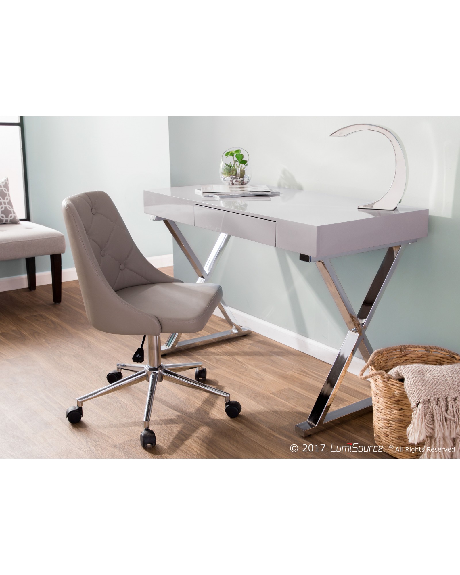 Luster Contemporary Desk in Grey