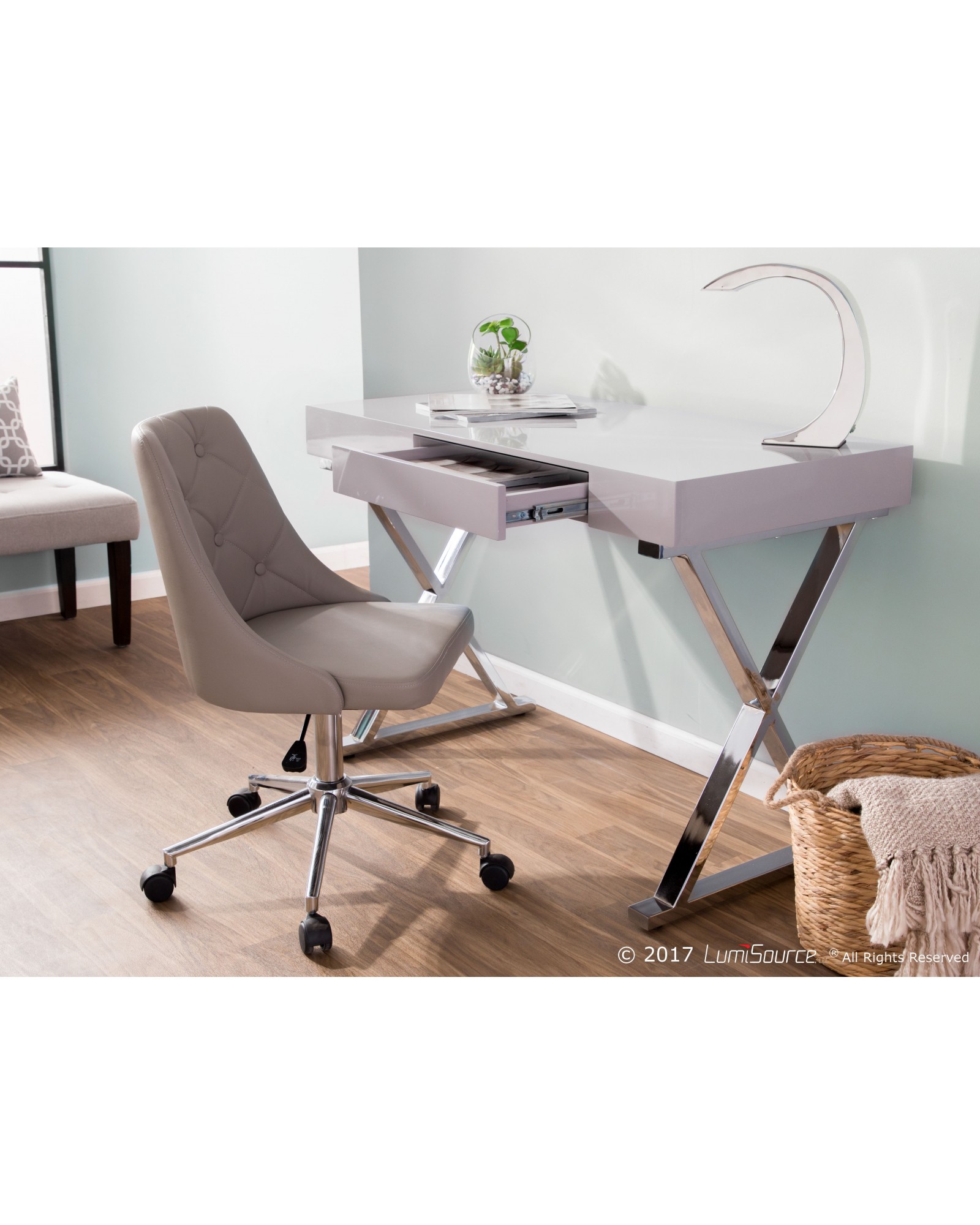 Luster Contemporary Desk in Grey