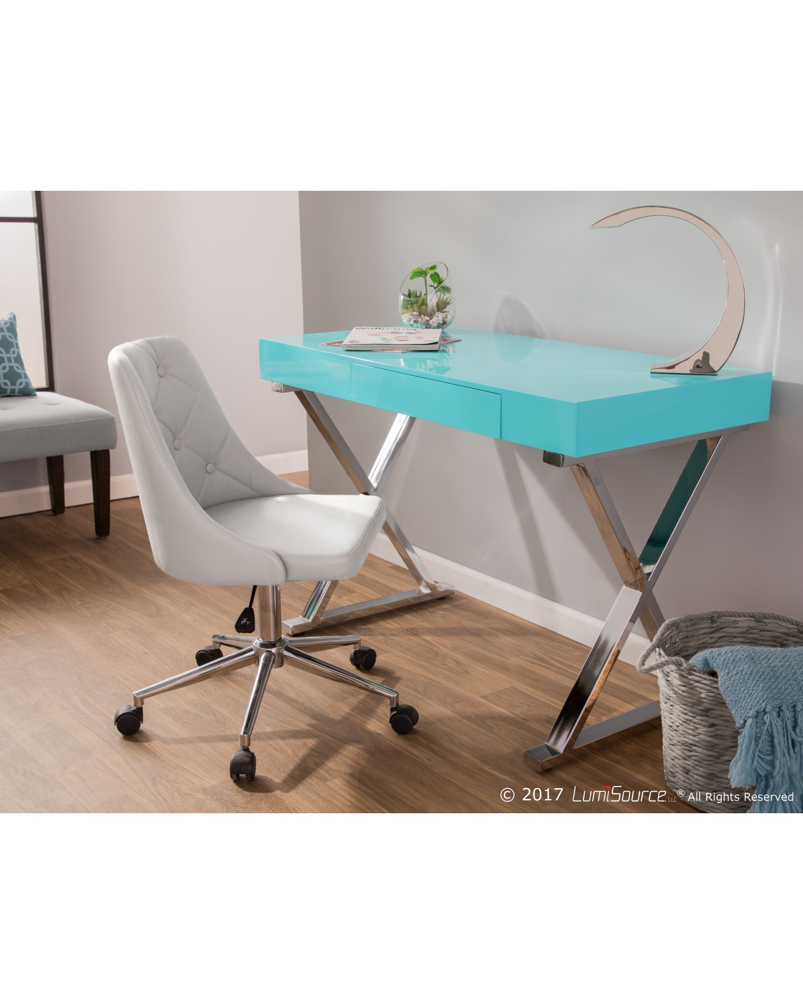 Luster Contemporary Desk in Light Blue