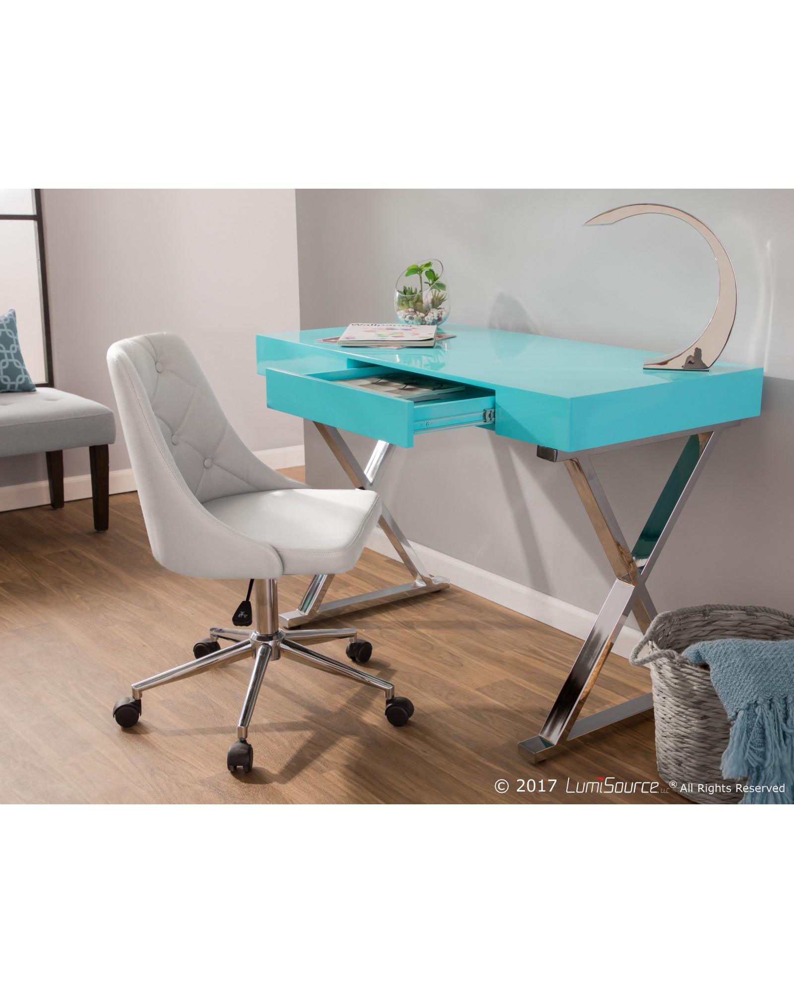 Luster Contemporary Desk in Light Blue