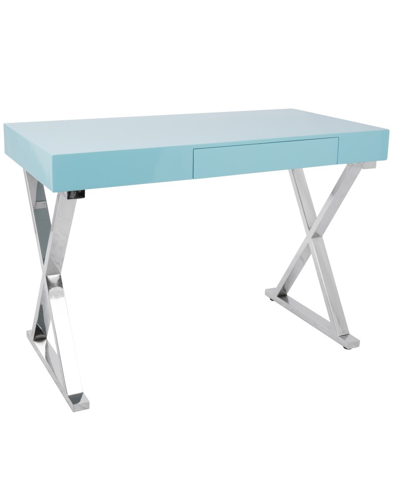 Luster Contemporary Desk in Light Blue