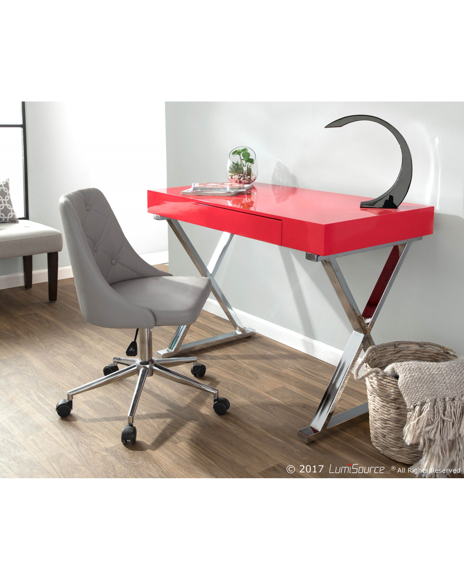 Luster Contemporary Desk in Red