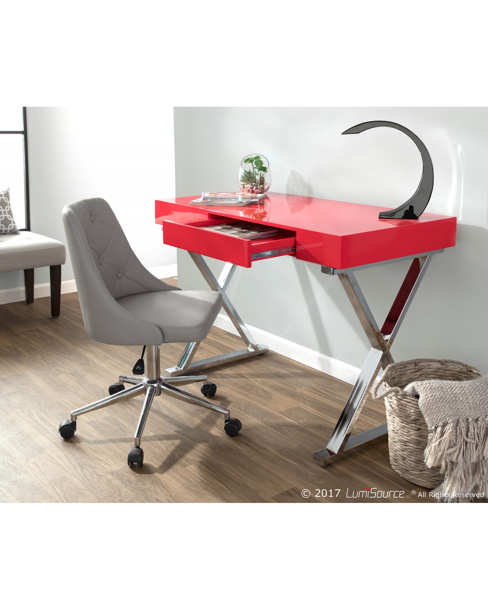 Luster Contemporary Desk in Red
