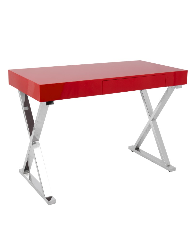 Luster Contemporary Desk in Red