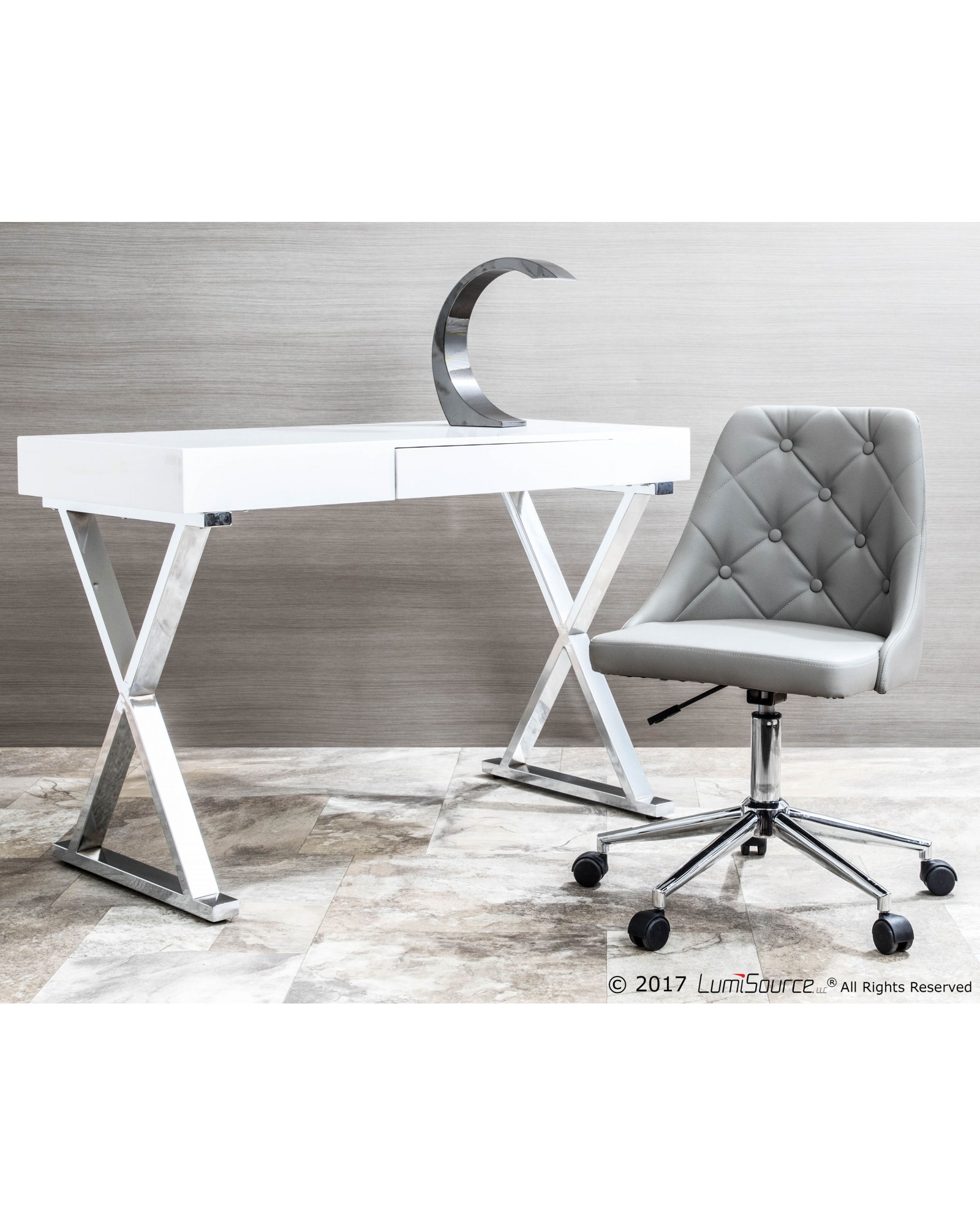 Luster Contemporary Desk in White