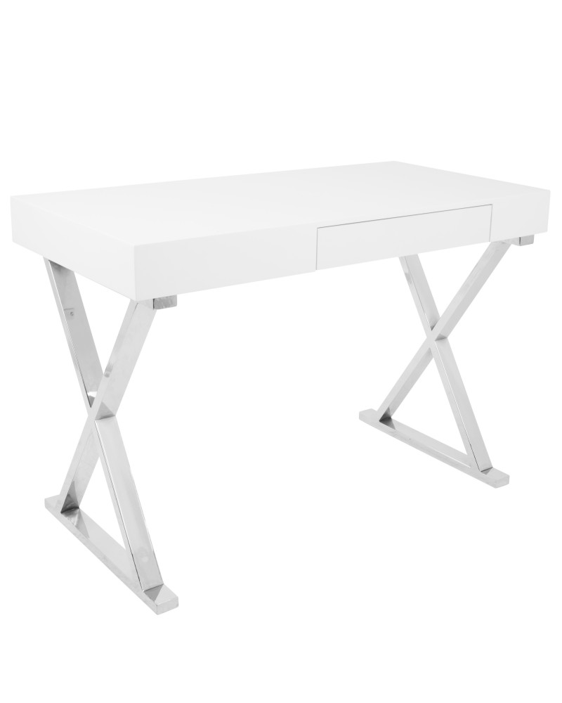 Luster Contemporary Desk in White