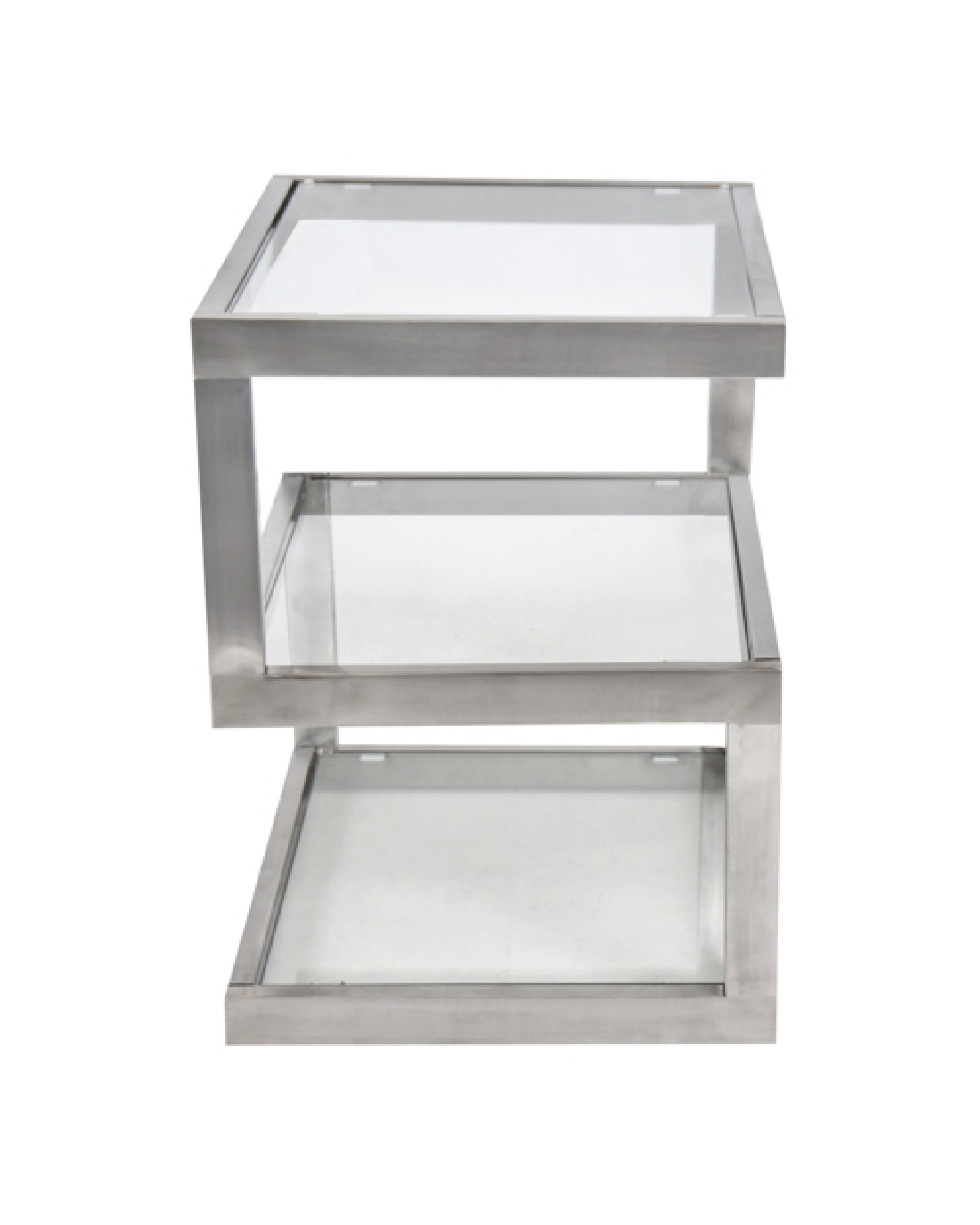 5S Contemporary End Table in Stainless Steel and Clear Glass