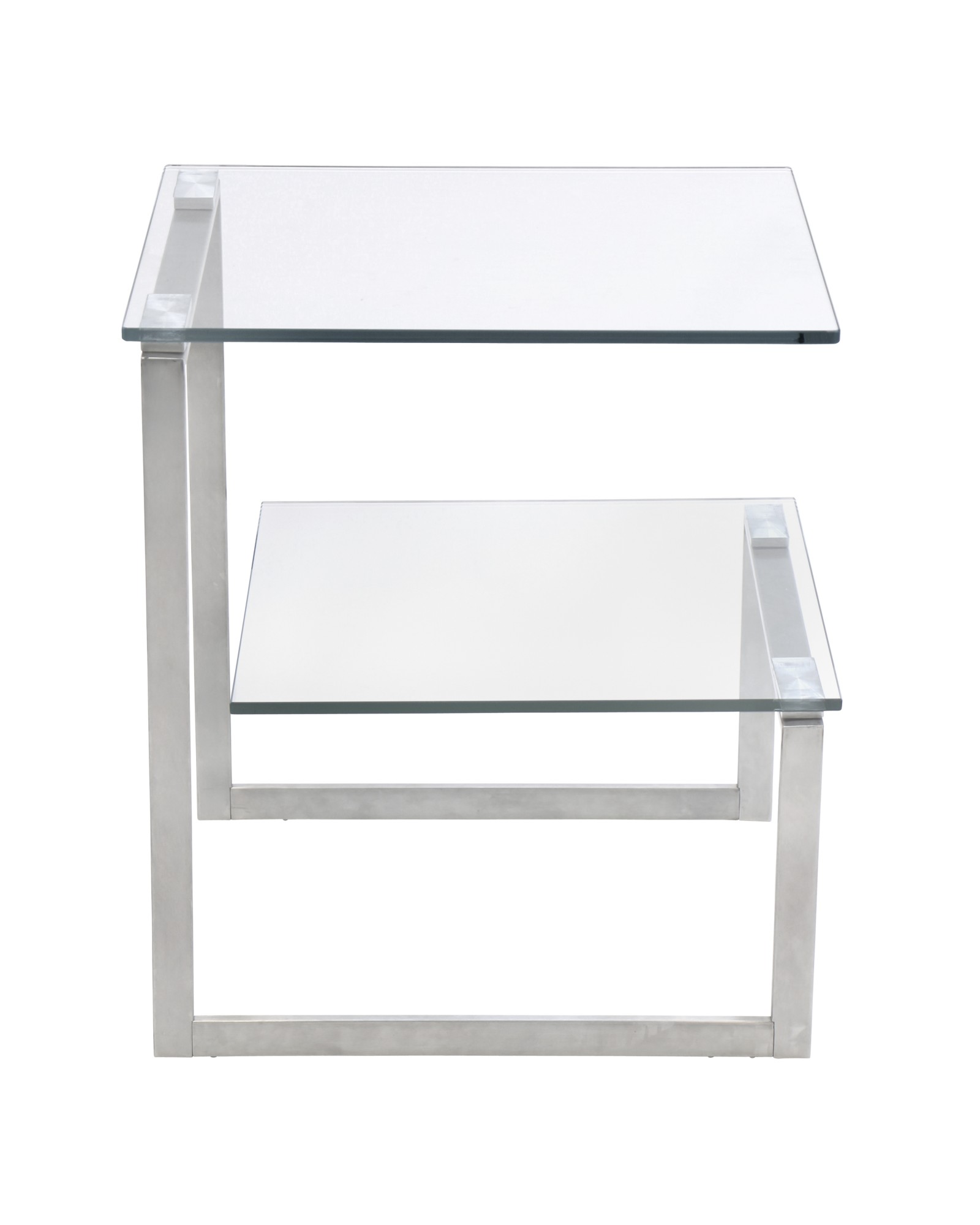 6G Contemporary End Table in Stainless Steel with Clear Glass