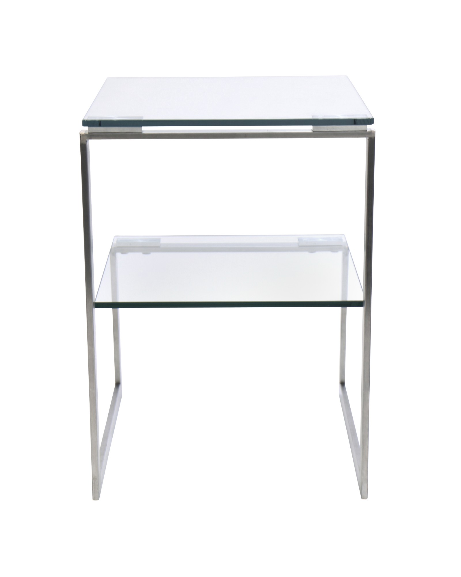 6G Contemporary End Table in Stainless Steel with Clear Glass
