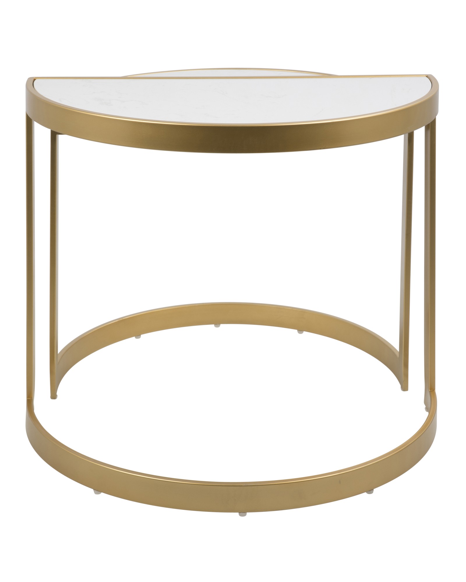 Demi Contemporary Nesting Tables in Gold with White Marble Top - Set of 3