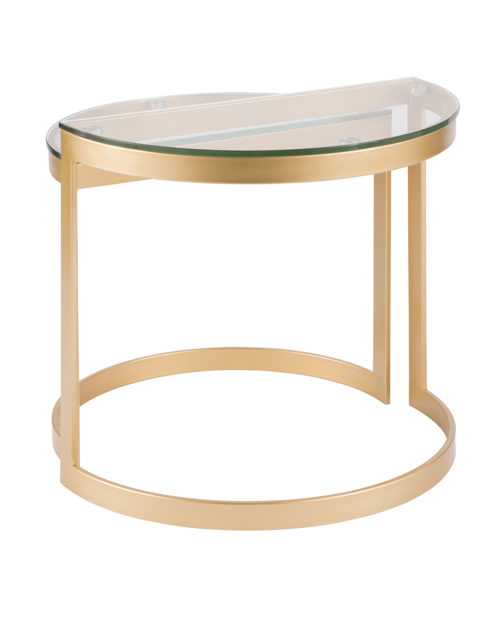 Demi Contemporary Nesting Tables in Gold with Clear Glass Top - Set of 2