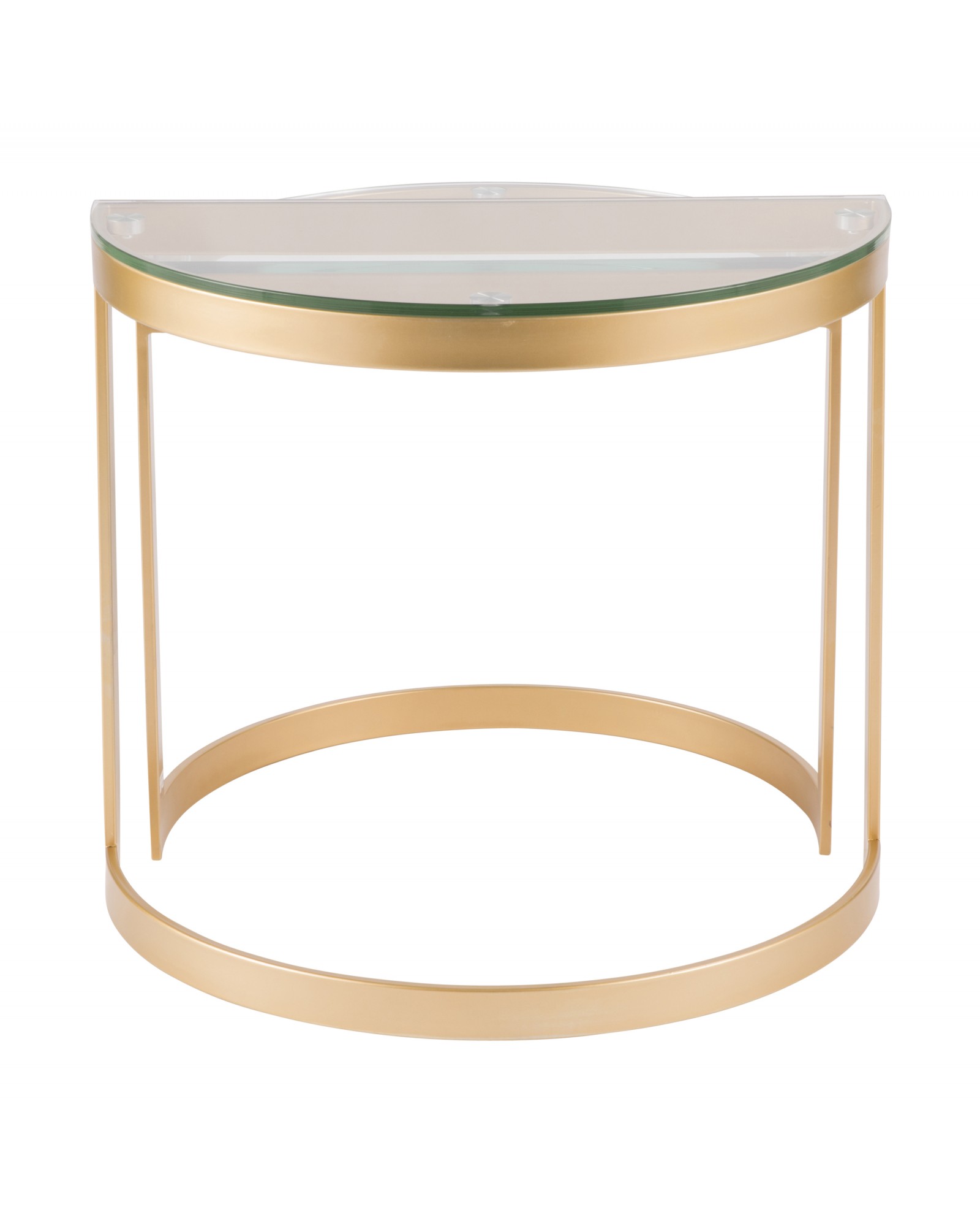 Demi Contemporary Nesting Tables in Gold with Clear Glass Top - Set of 2