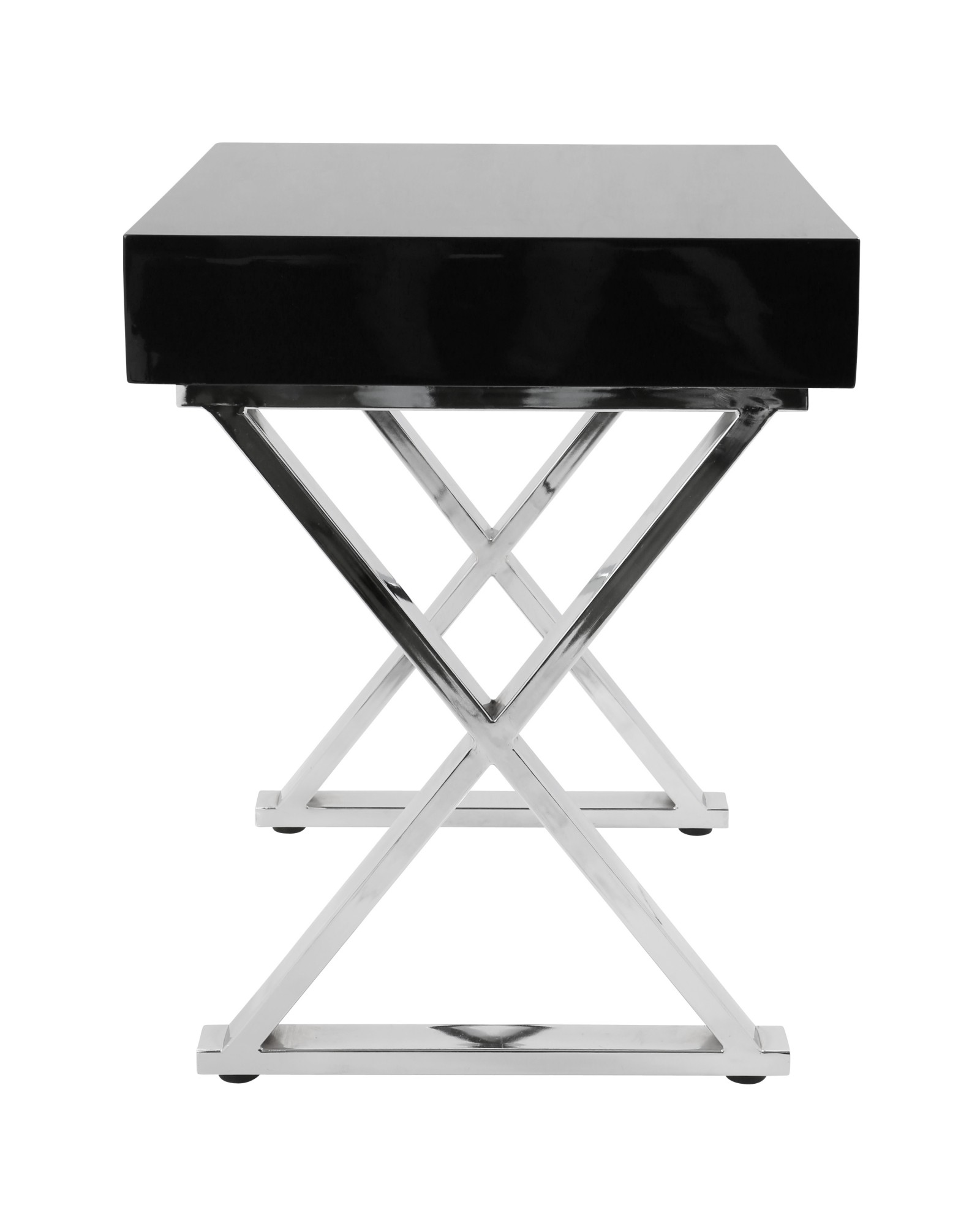 Luster Contemporary Side Table in Black and Chrome