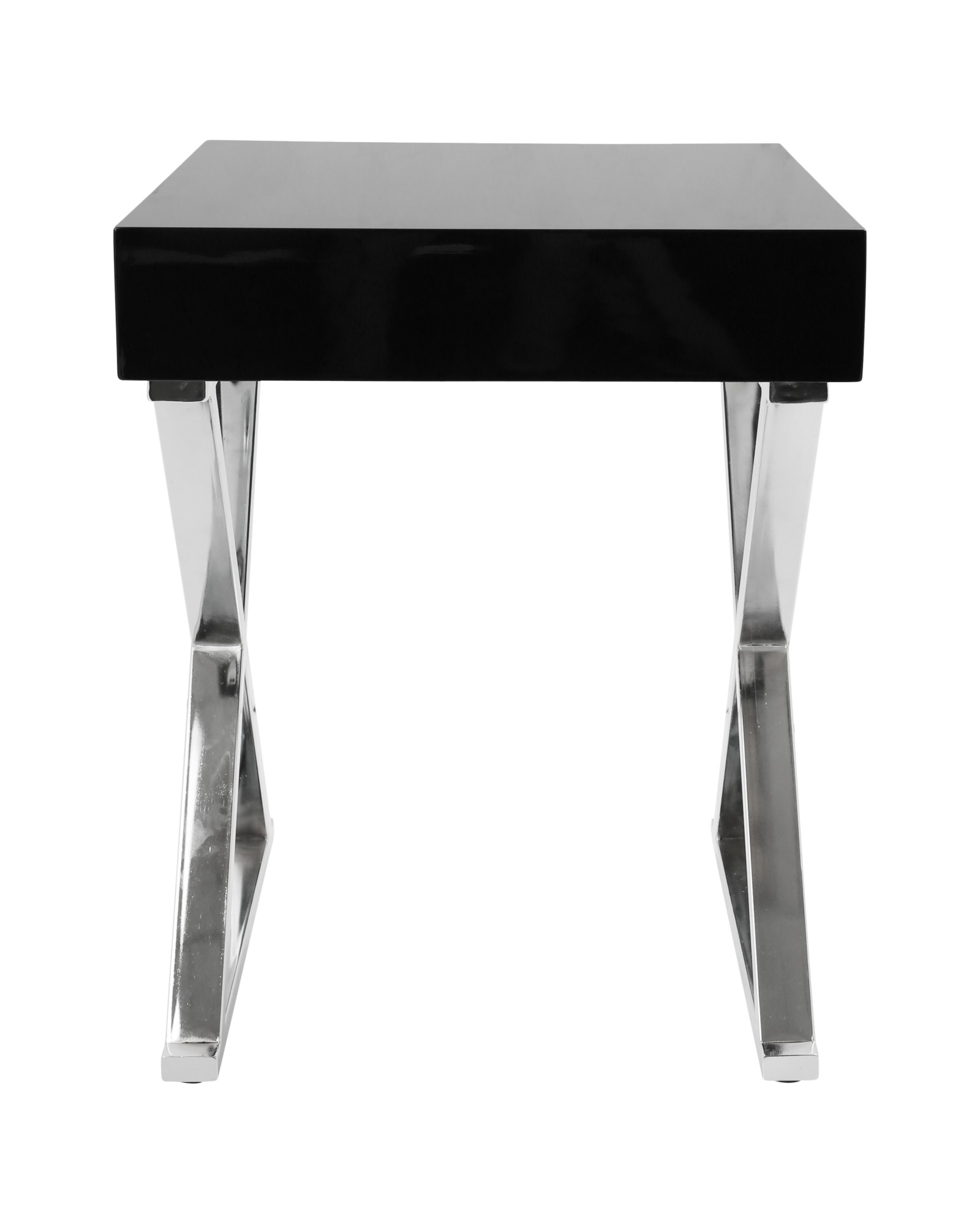 Luster Contemporary Side Table in Black and Chrome