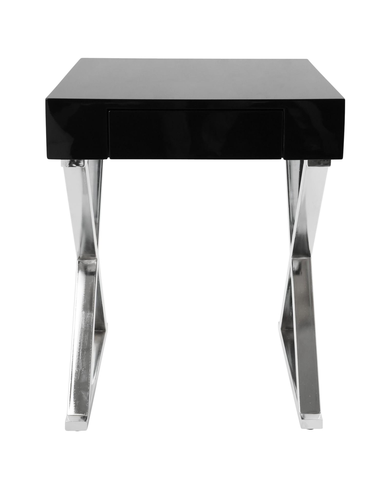 Luster Contemporary Side Table in Black and Chrome