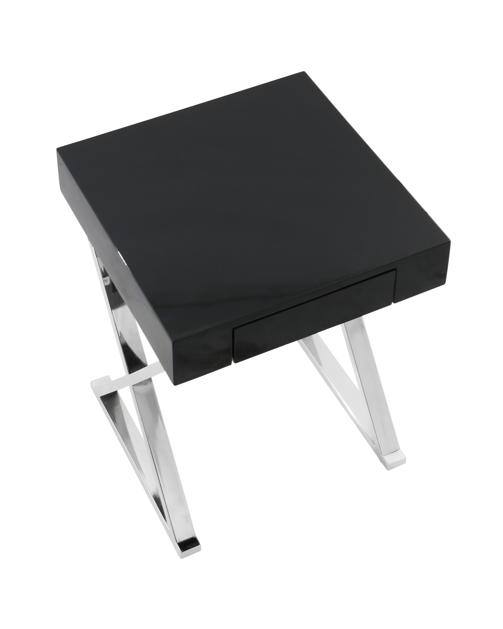 Luster Contemporary Side Table in Black and Chrome