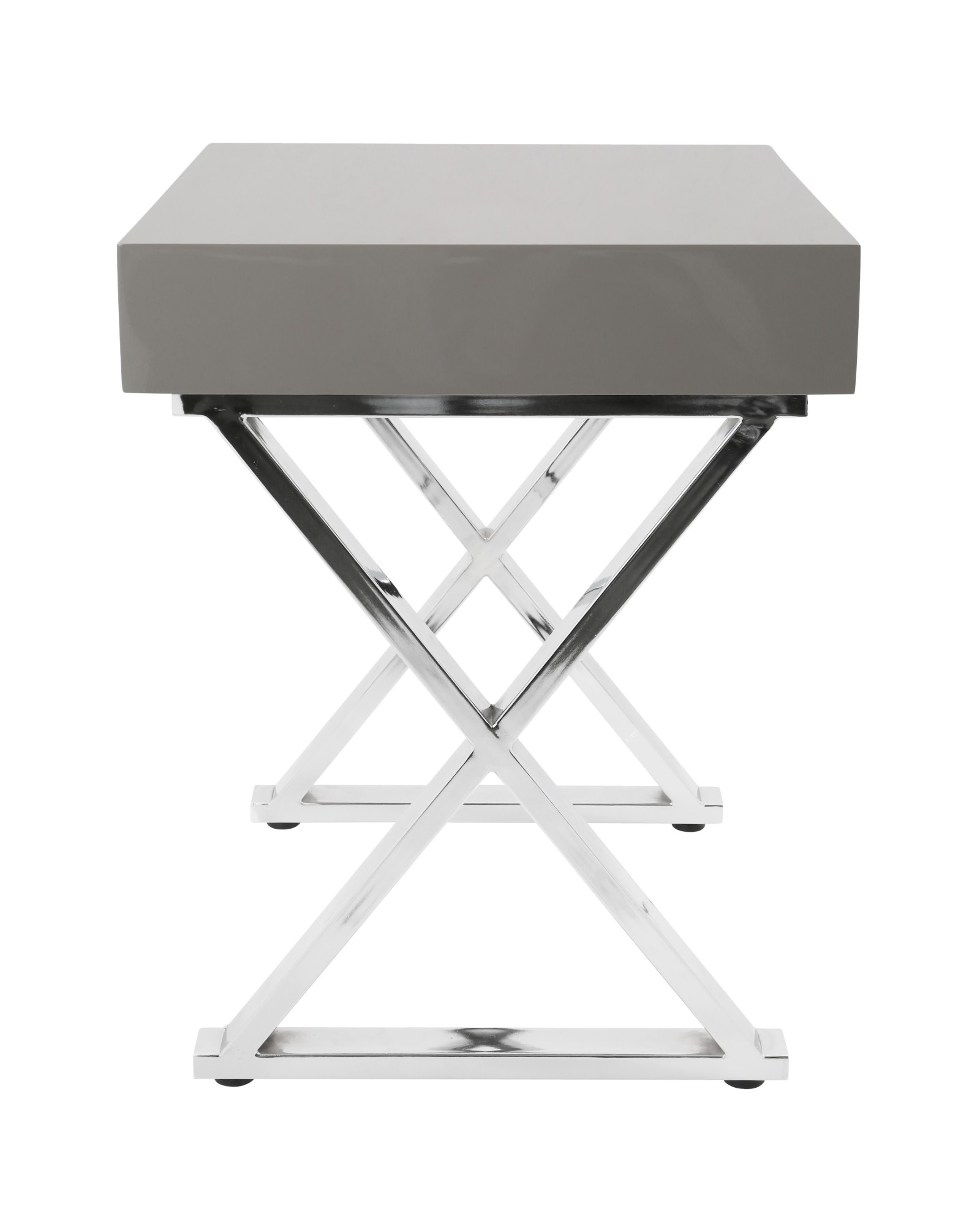 Luster Contemporary Side Table in Grey and Chrome