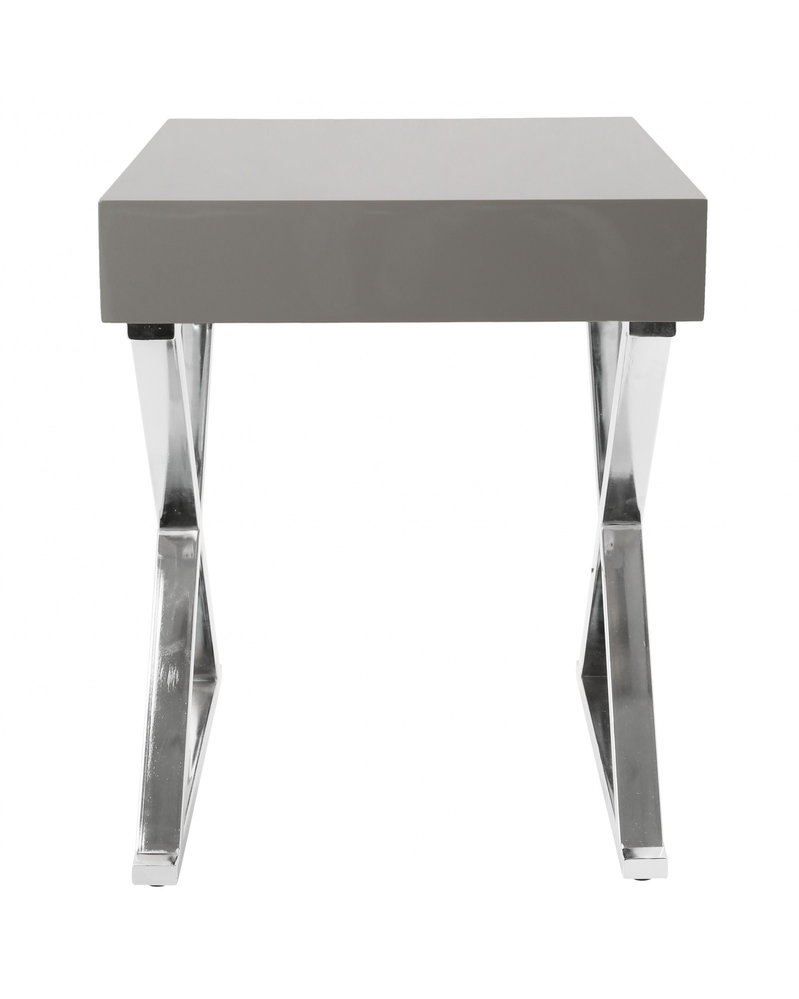 Luster Contemporary Side Table in Grey and Chrome
