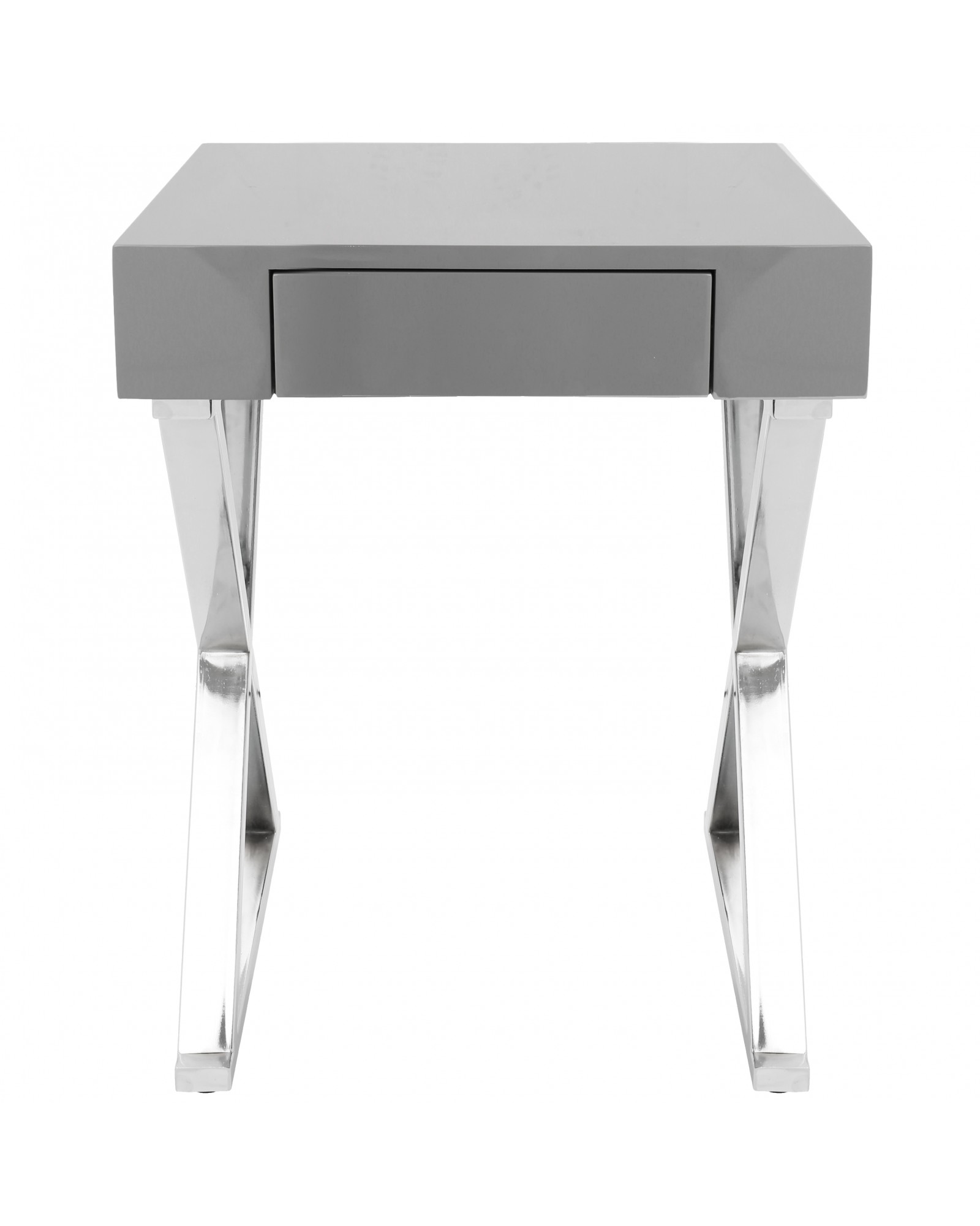 Luster Contemporary Side Table in Grey and Chrome