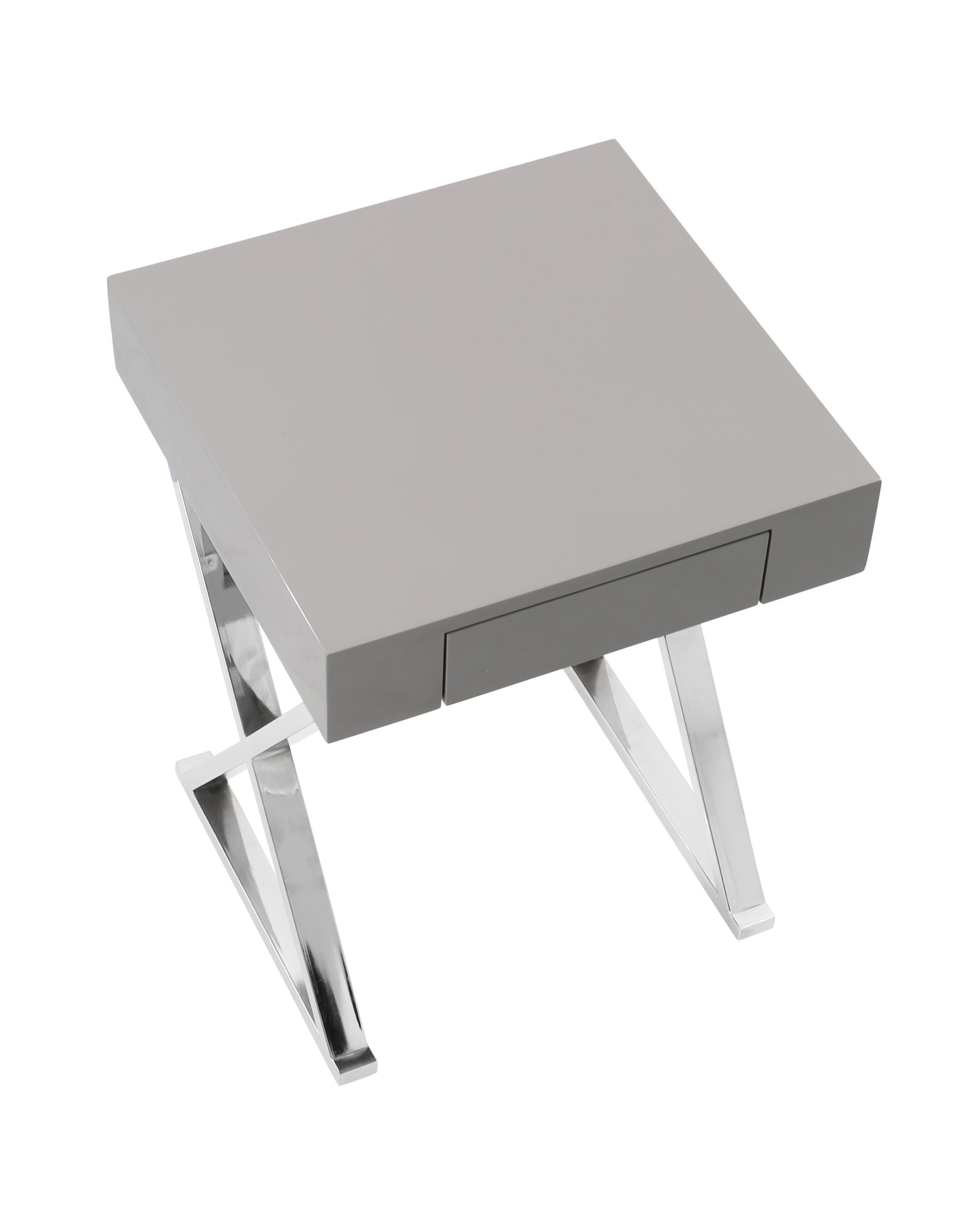 Luster Contemporary Side Table in Grey and Chrome