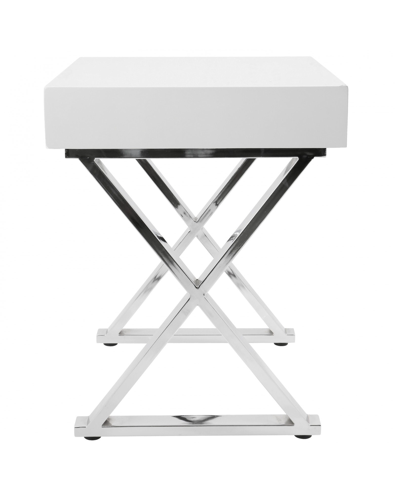 Luster Contemporary Side Table in White and Chrome