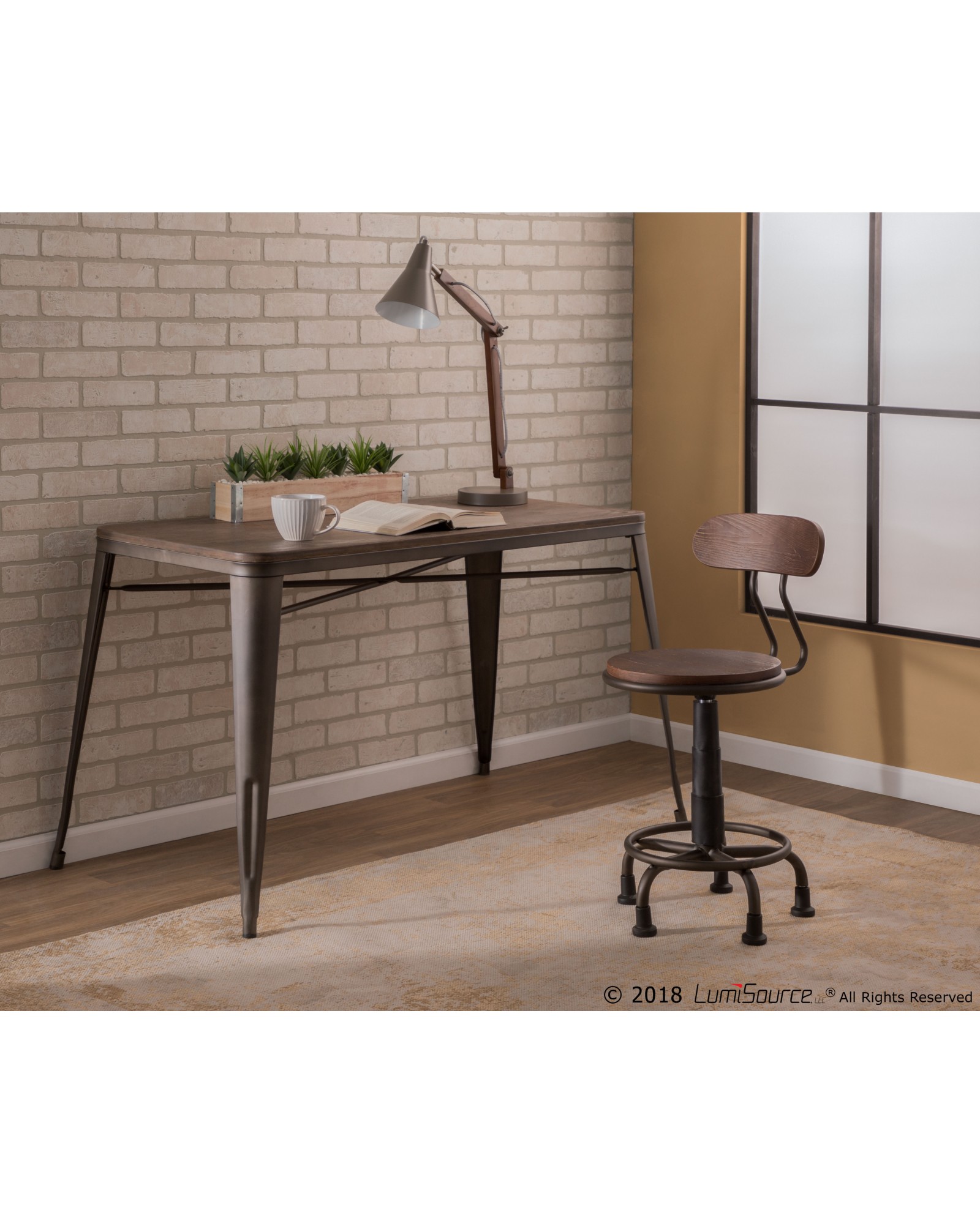 Oregon Industrial-Farmhouse Utility Table in Antique and Espresso