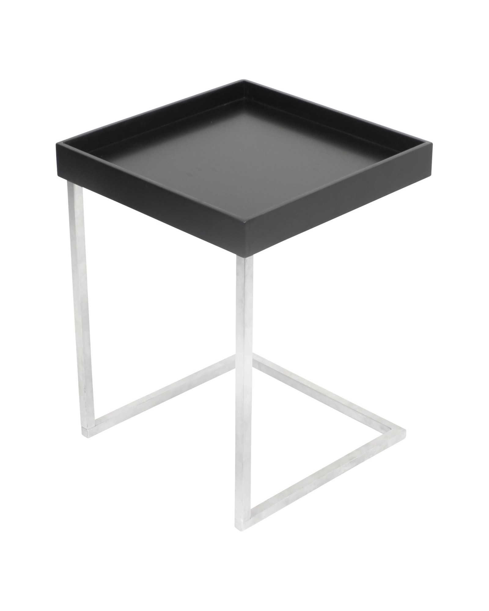 Zenn Contemporary End Table with Removable Tray in Black