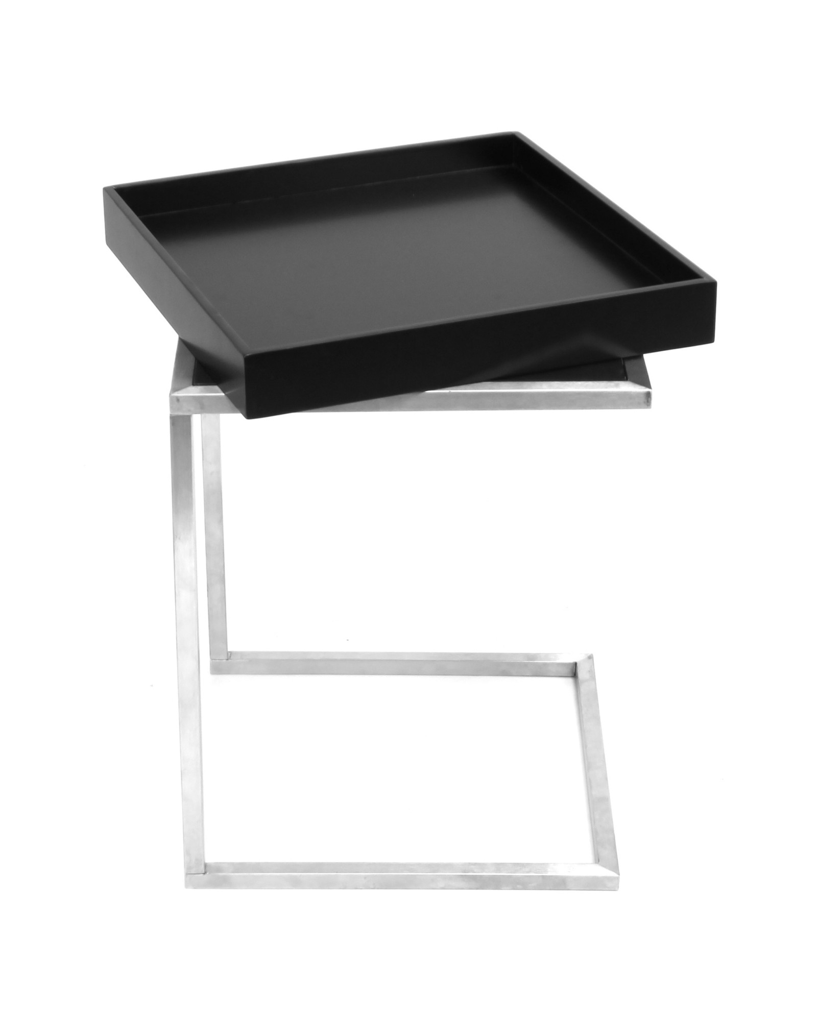 Zenn Contemporary End Table with Removable Tray in Black