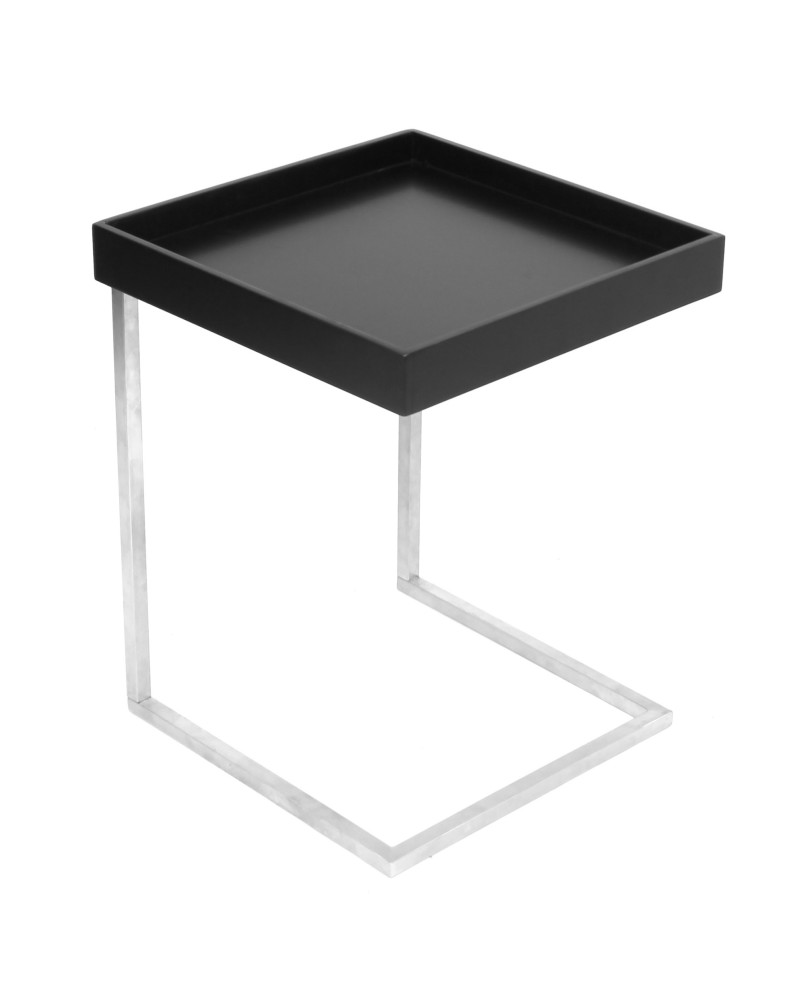 Zenn Contemporary End Table with Removable Tray in Black