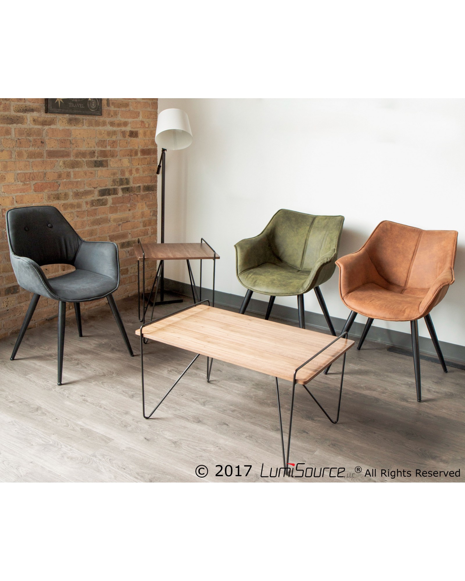 Loft Mid-Century Modern End Table in Walnut and Black